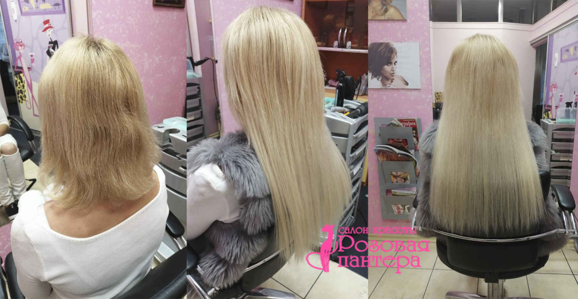 Голливудское наращивание волос в Минске студия Розовая пантера